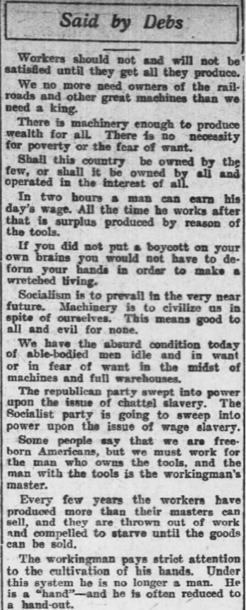EVD Said by Debs 1, AtR p4, Oct 17, 1908