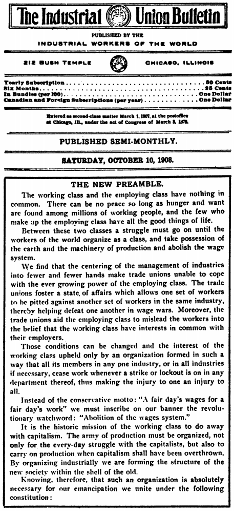 IWW New Preamble, IUB, Oct 10, 1908