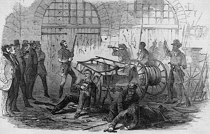 John Brown in Engine House Oct 18, 1859, from Leslies Nov 5, 1859