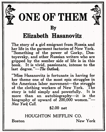 Book Ad, One of Them by Hasanovitz, Liberator p46, Nov 1918