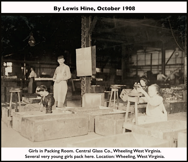 Child Labor, Girls in Packing Room, Wheeling WV by Hine, Oct 1908, LoC