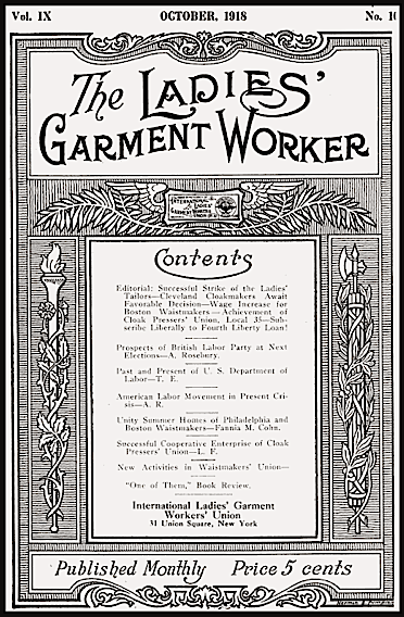 Ladies Garment Worker Jr, Cover, Oct 1918
