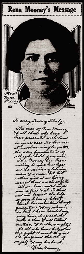 Tom Mooney, Rena's Message, Stt Str p4, Nov 28, 1918