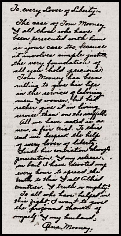 Tom Mooney, Rena's Message detail 2, Stt Str p4, Nov 28, 1918