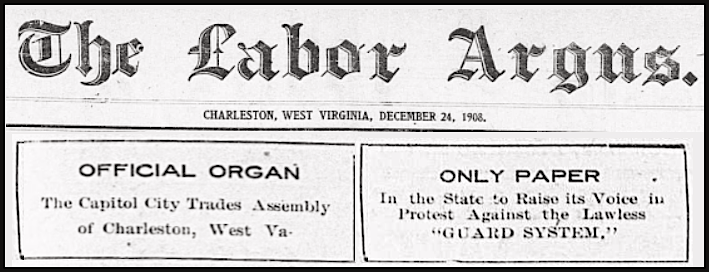 Labor Argus p1, Trades Assembly, Charleston WV, Dec 24, 1908