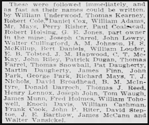 Marianna PA Mine Disaster, Brave Volunteers, Ptt Prs p2, Nov 30, 1908