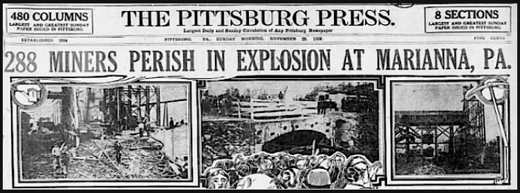 Marianna PA Mine Disaster, Ptt Prs p1, Nov 29, 1908