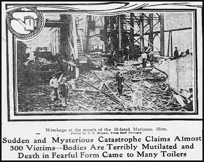 Marianna PA Mine Disaster Wreckage, Ptt Prs p1, Nov 29, 1908