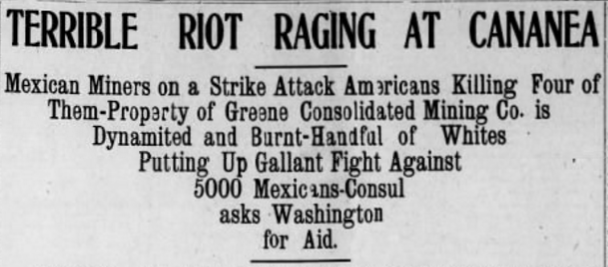 Cananea Copper Strike, Arizona Dly Star, June 2, 1906