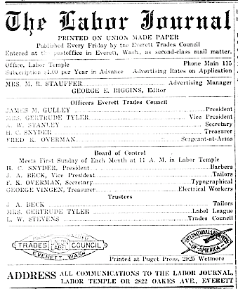 Everett Labor Journal of Trades Council p2, Jan 3, 1919