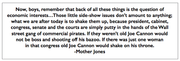 Quote Mother Jones, Wall St Gang runs government, UMWC Jan 27, 1909
