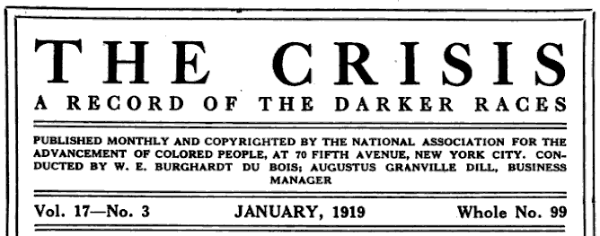 The Crisis, NYC, NAACP, DuBois, Dill, Jan 1919