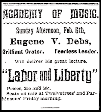AD re EVD Feb 5 Labor and Liberty, Saginaw Eve Ns p6, Feb 4, 1899