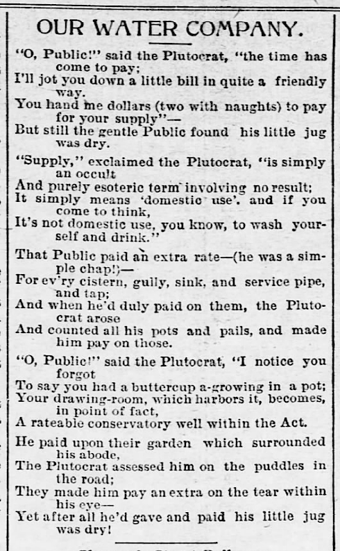 POEM Our Water Company, AtR p1, Feb 18, 1899