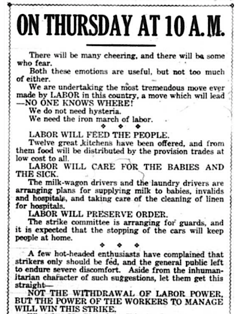 Seattle General Strike, I Ed by ALS, SUR p1, Feb 4, 1919