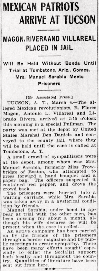 Mex Rev, Arrive at Tucson ed, LA Hld p10, Mar 5, 1909