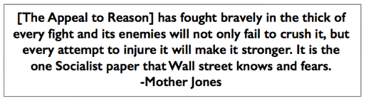 Quote Mother Jones, Wall Street Knows Fears, AtR p1, Feb 13, 1909