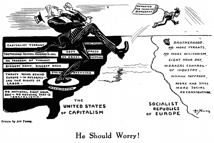 Art Young, US Capitalism v Socialist Europe, Liberator p 23, Apr 1919
