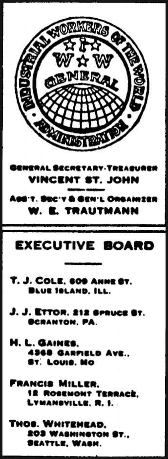 IWW Exec Board, St J, Apr 21, 1909, See IUB, Mar 6, 1909, scroll down