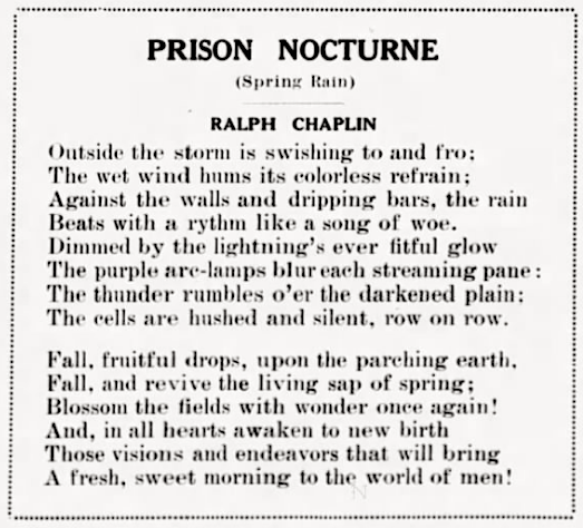 IWW Ralph Chaplin, Prison Nocturne Spring Rain, Lv Nw Era KS p2, May 2, 1919
