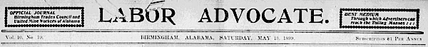 Labor Advocate p1, Birmingham AL, May 13, 1899