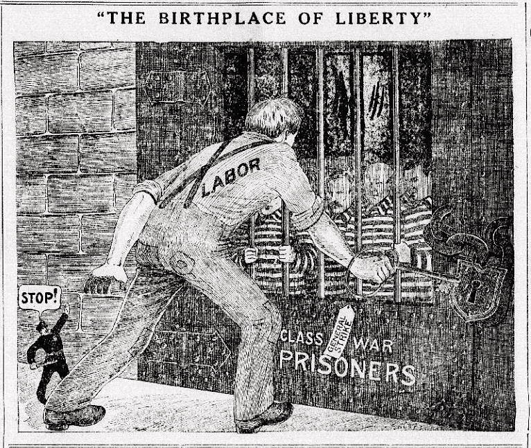 CARTOON, Class War Prisoners, Liberty, General Strike, Btt Dly Bltn 