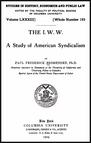 IWW by Brissenden, Cover, 1919