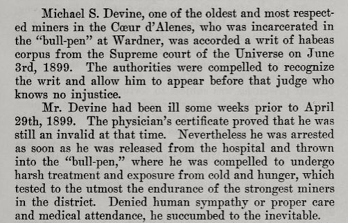 WNF Mike Devine, Wardner Bullpen June 1, 1899, Hutton p215, 1900