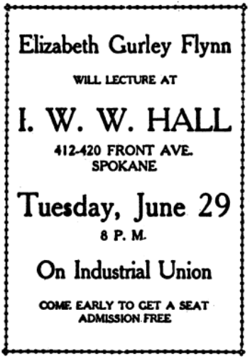 EGF to Speak at IWW HQ, Spk IW p4, June 24, 1909 