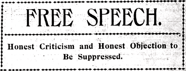 Free Speech Mullen Mirror Editor Stewart, LW p1, July 15, 1899