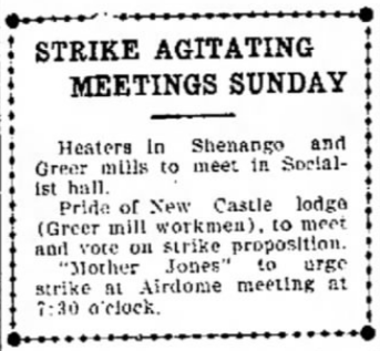 Mother Jones, To Urge Strike, New Castle Ns PA p1, June 25, 1909