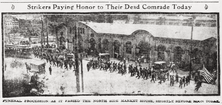 McKees Rocks Strike, WNF Funeral Steve Horvat, Ptt Prs p1, Aug 14, 1909