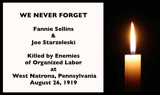 WNF Fannie Sellins n Joe Starzeleski, West Natrona PA, August 26, 1919