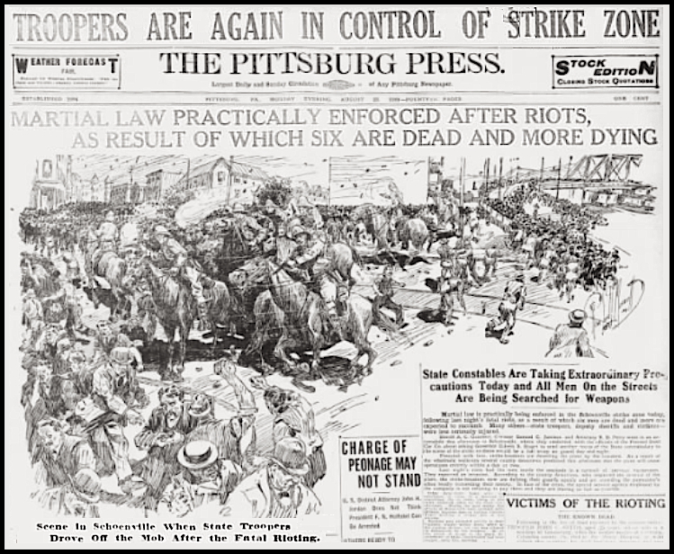 WNF McKees Rocks Bloody Sunday edit, Ptt Prs p1, Aug 23, 1909