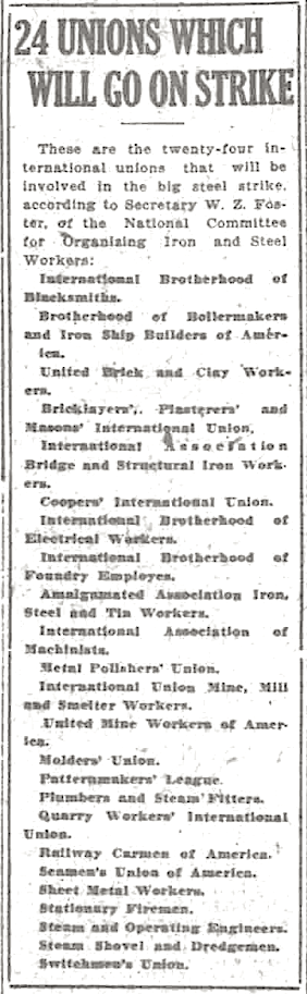GSS 24 Steel Unions Named, WDC Tx p3, Sun Eve Sept 21, 1919