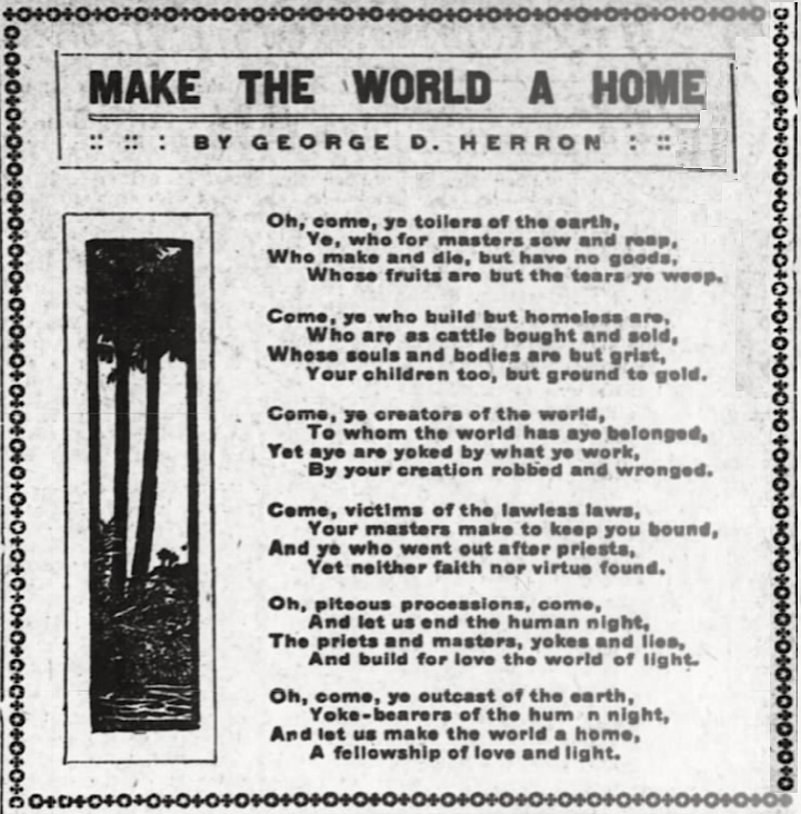 POEM Make World Home by GD Herron, AtR p6, Sept 18, 1909