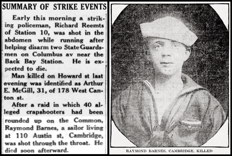 WNF Boston Police Strike, Summary and Raymond Barnes, Bst Eve Glb p1 p6, Sept 11, 1919