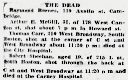 WNF Boston Police Strike, The Dead, Bst Eve Glb p1, Sept 11, 1919 