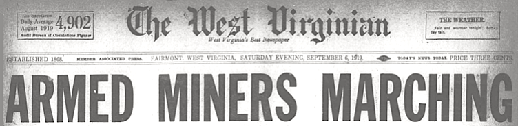 WV UMW, Armed Miners March, WVgn p1, Sept 6, 1919
