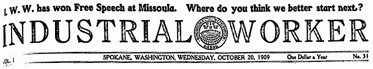 Banner, IWW Victory Msl FSF, IW p1, Oct 20, 1909