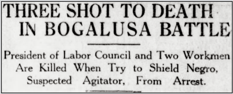 Bogalusa Massacre of 1919, HdLn, Shreveport Tx p1, Nov 23, 1919