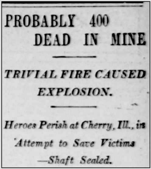 Cherry Mine Disaster of Nov 13, NY Tb p1, Nov 14, 1909