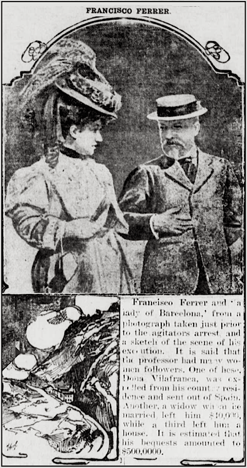 Francisco Ferrer w Lady, Bluefield WV Eve Ldr p1, Oct 27, 1909