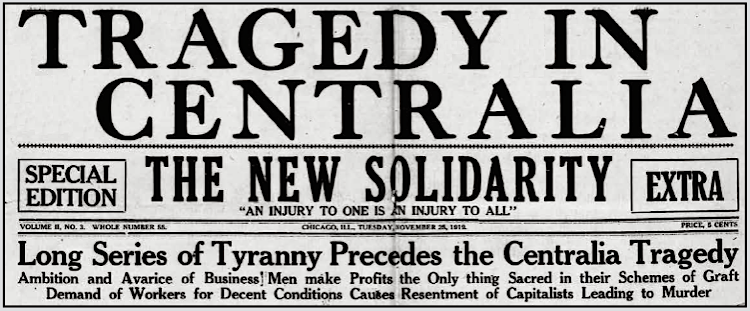 HdLn Tragedy in Centralia, New Sol Extra p1, Nov 25, 1919