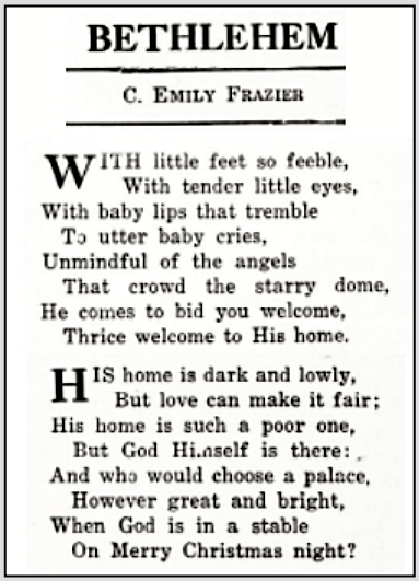 POEM, Bethlehem, C Emily Frazier, The Crisis p17, Dec 1919