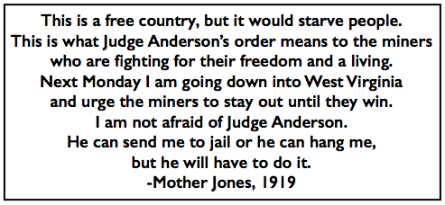 Quote Mother Jones in WDC re Great Coal Strike, Lebanon Dly Ns p1, Nov 14, 1919
