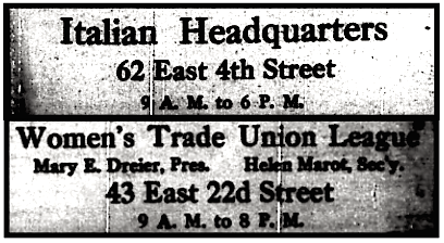 Uprising, Italian HQ, NY WTUL ed, New York Call p1, Dec 29, 1909