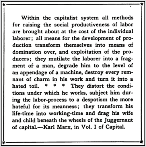 Karl Marx re Raising Social Productiveness of Labor, Vol I Capital