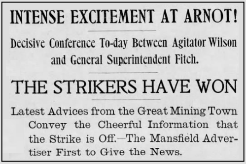 Mother Jones Arnot Excitement, Mansfield Adv PA p2, Oct 18, 1899