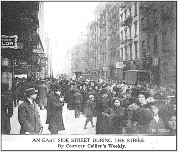 NYC Uprising, March East Side Street, WTUL Chg Un Lbr Advocate p21, Jan 1910
